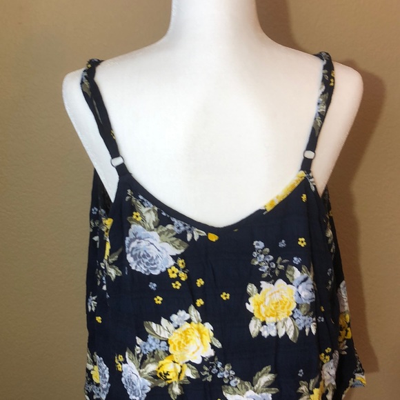 Torrid Blue & yellow floral navy tank top w/ bow 2 - Picture 6 of 8